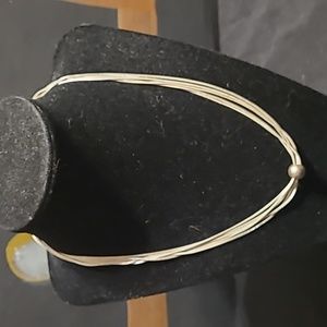 Silver beaded five Strand silver necklace with 2" extender